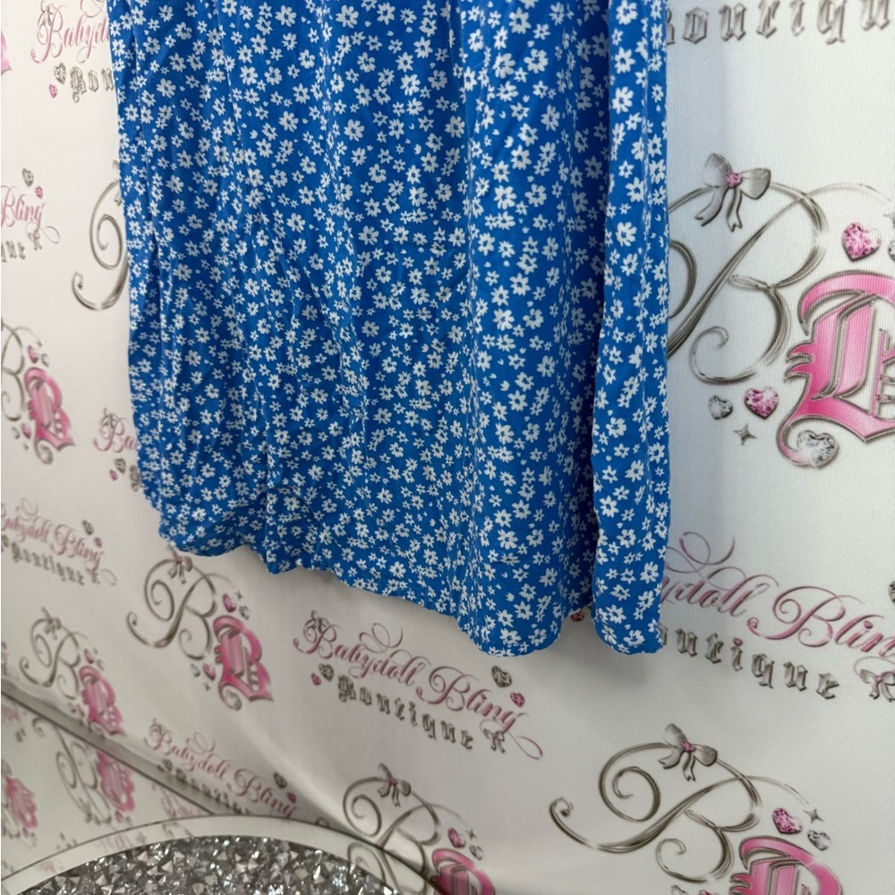 FB sister dress smocked flowers floral Charming Blue Floral flowy Dress - Picture 4 of 14